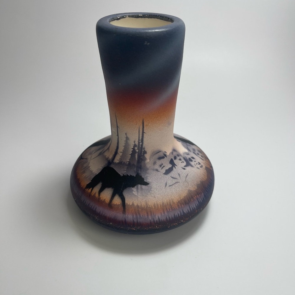 Handcrafted Native American Ceramic Bud Vase - signed by artist
